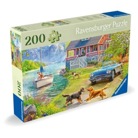 Ravensburger - Puzzle pentru varstnici casa pe malul lacului cu sablon de imagine si suport din carton 200 piese mari XL - poza 2