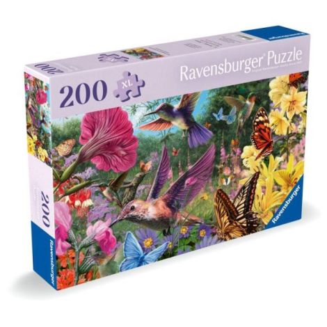 Ravensburger - Puzzle pentru varstnici pasari Colibri si fluturi cu sablon de imagine si suport din carton 200 piese mari XL - poza 2