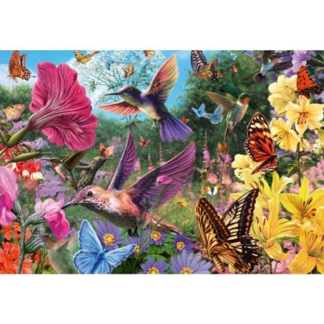 Ravensburger - Puzzle pentru varstnici pasari Colibri si fluturi cu sablon de imagine si suport din carton 200 piese mari XL - poza 3