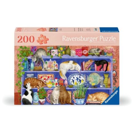 Ravensburger - Puzzle pentru varstnici pisicute pe raft cu sablon de imagine si suport din carton 200 piese mari XL - poza 1