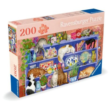 Ravensburger - Puzzle pentru varstnici pisicute pe raft cu sablon de imagine si suport din carton 200 piese mari XL - poza 2