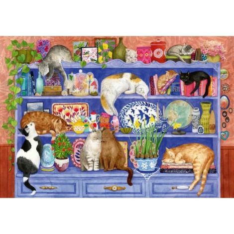 Ravensburger - Puzzle pentru varstnici pisicute pe raft cu sablon de imagine si suport din carton 200 piese mari XL - poza 3