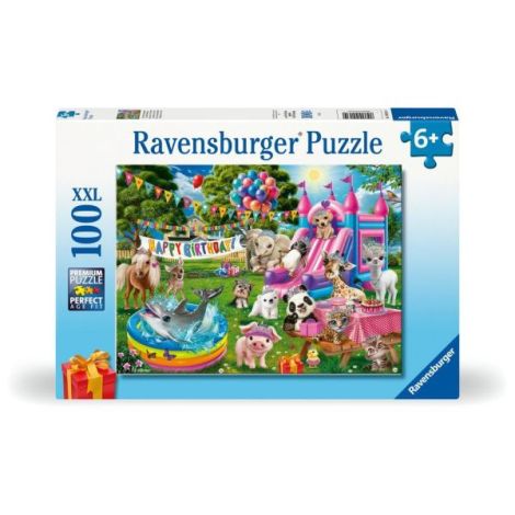 Ravensburger - Puzzle petrecere aniversara cu animalute 100 piese XXL - poza 1