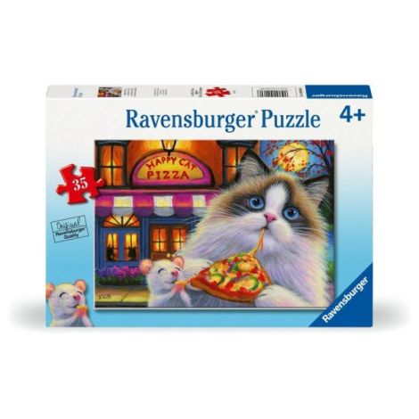Ravensburger - Puzzle pisica mancand pizza 35 piese - poza 1