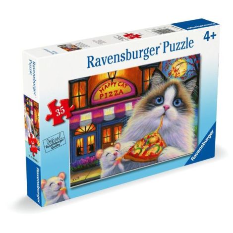Ravensburger - Puzzle pisica mancand pizza 35 piese - poza 2