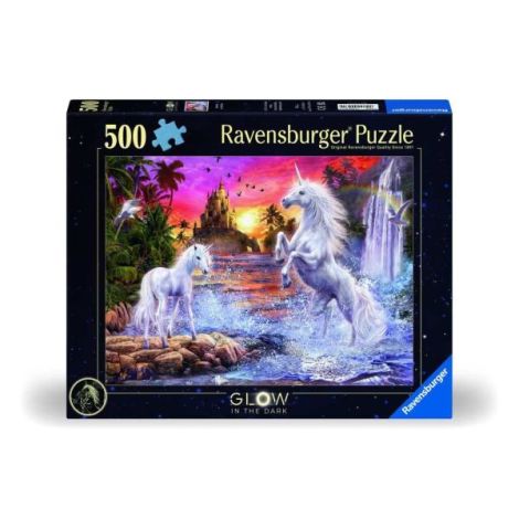 Ravensburger - Puzzle unicorni la rau 500 piese care lumineaza in intuneric design nou - poza 1