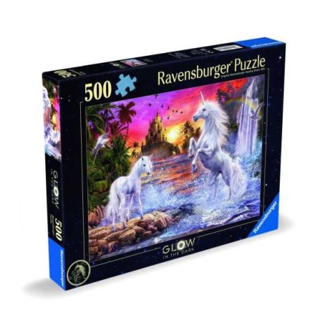 Ravensburger - Puzzle unicorni la rau 500 piese care lumineaza in intuneric design nou - poza 2