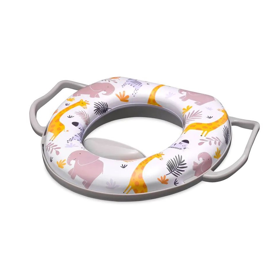 Reductor pentru toaleta moale cu manere Lorelli Grey Animals