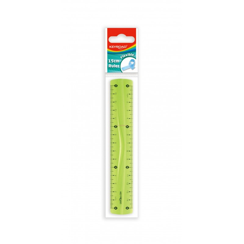 Rigla Keyroad 15 cm, plastic flexibil, diverse culori