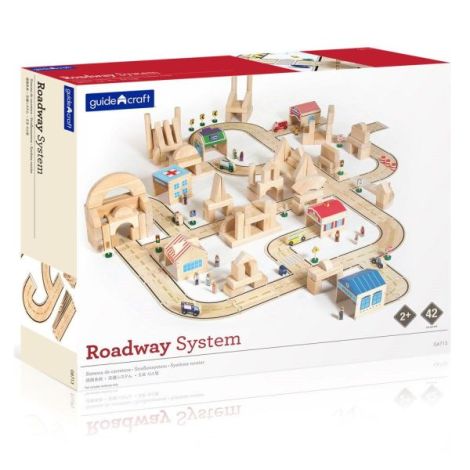 Roadway, traseu auto din lemn, 42 piese, Guidecraft - poza 1