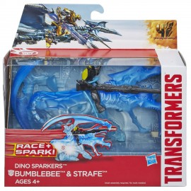 Robot Transformers Set figurine Bumblebee and Strafe Dino sparkers - poza 2