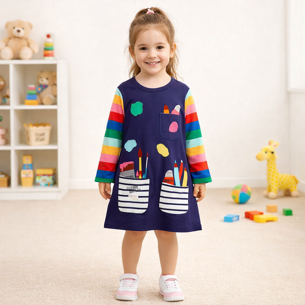 Rochie Albastra Fetite Aurora - 2-3 ani - poza 1