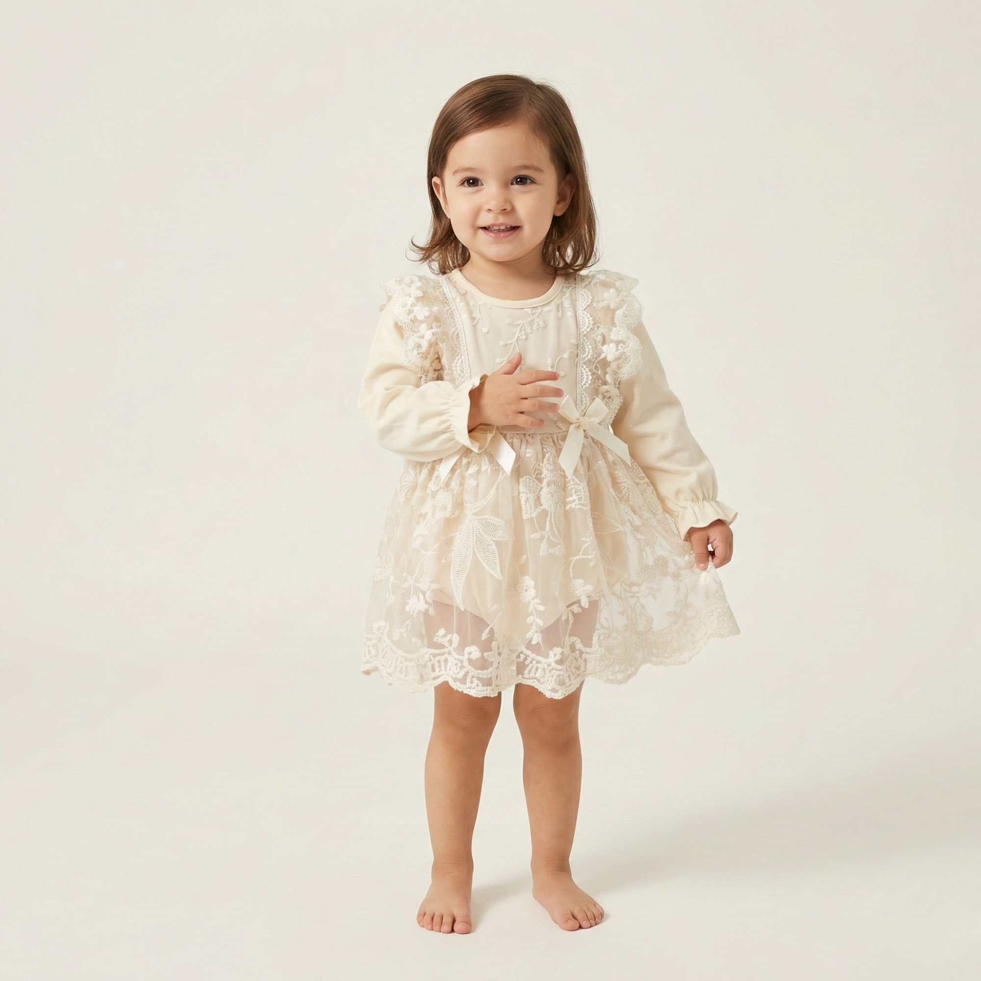 Rochie Crem Eleganta Fetite Lavinia - 3-6 luni - poza 1