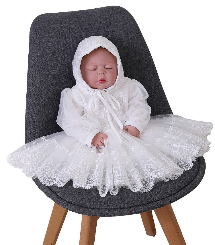 Rochie Fetite Alba Cu Maneca Lunga Lusi - 18-24 luni - poza 3
