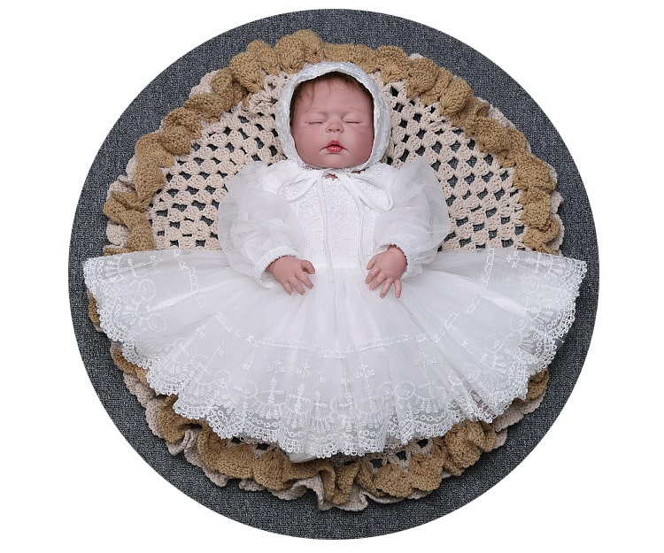 Rochie Fetite Alba Cu Maneca Lunga Lusi - 18-24 luni - poza 4