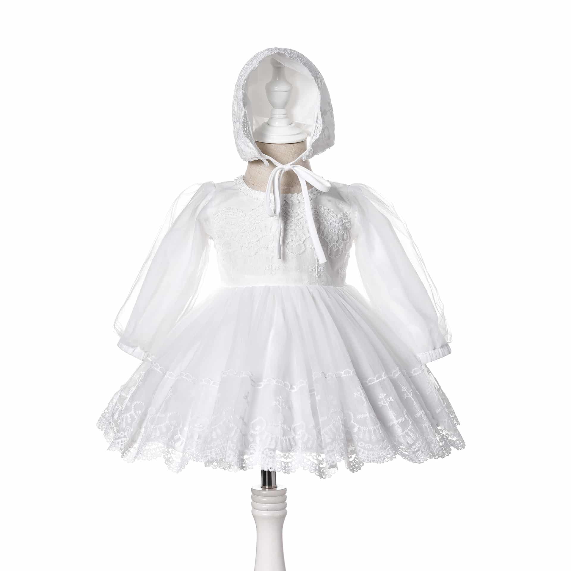 Rochie Fetite Alba Cu Maneca Lunga Lusi - 6-12 luni - poza 1