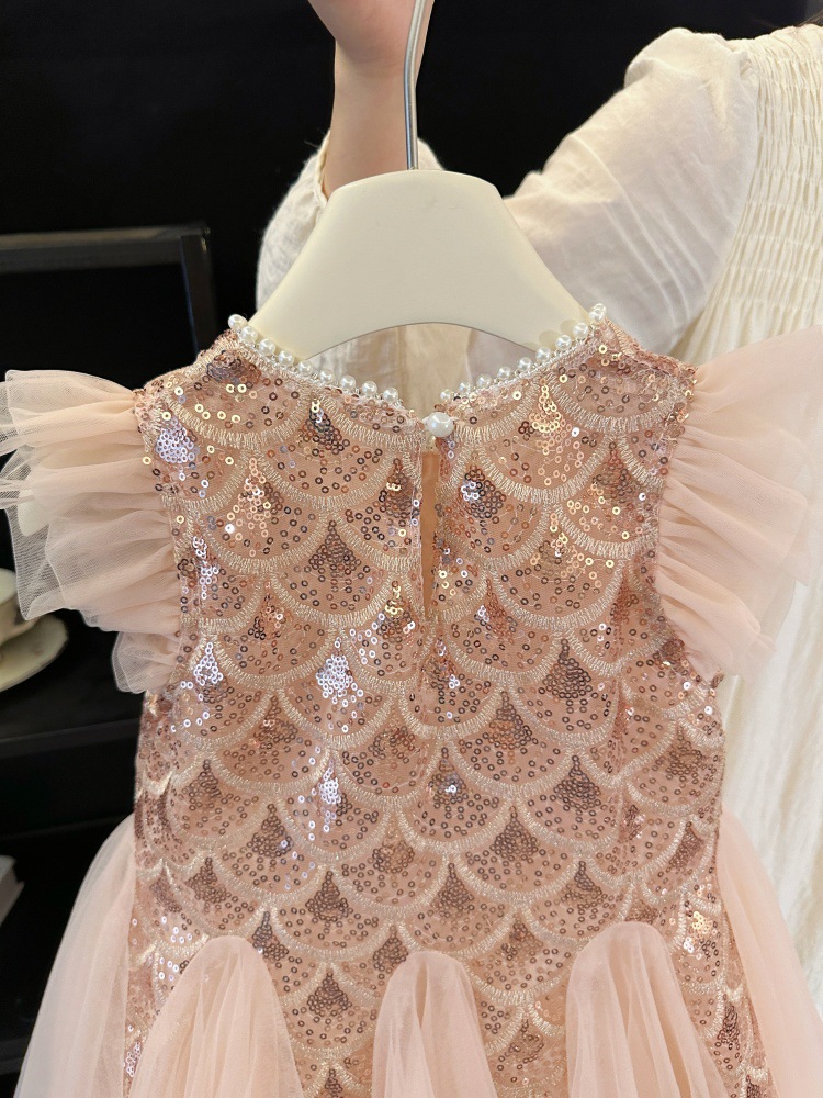 Rochie Fetițe Paiete și Tulle Rose Gold Carla - 4-5 ani - poza 4