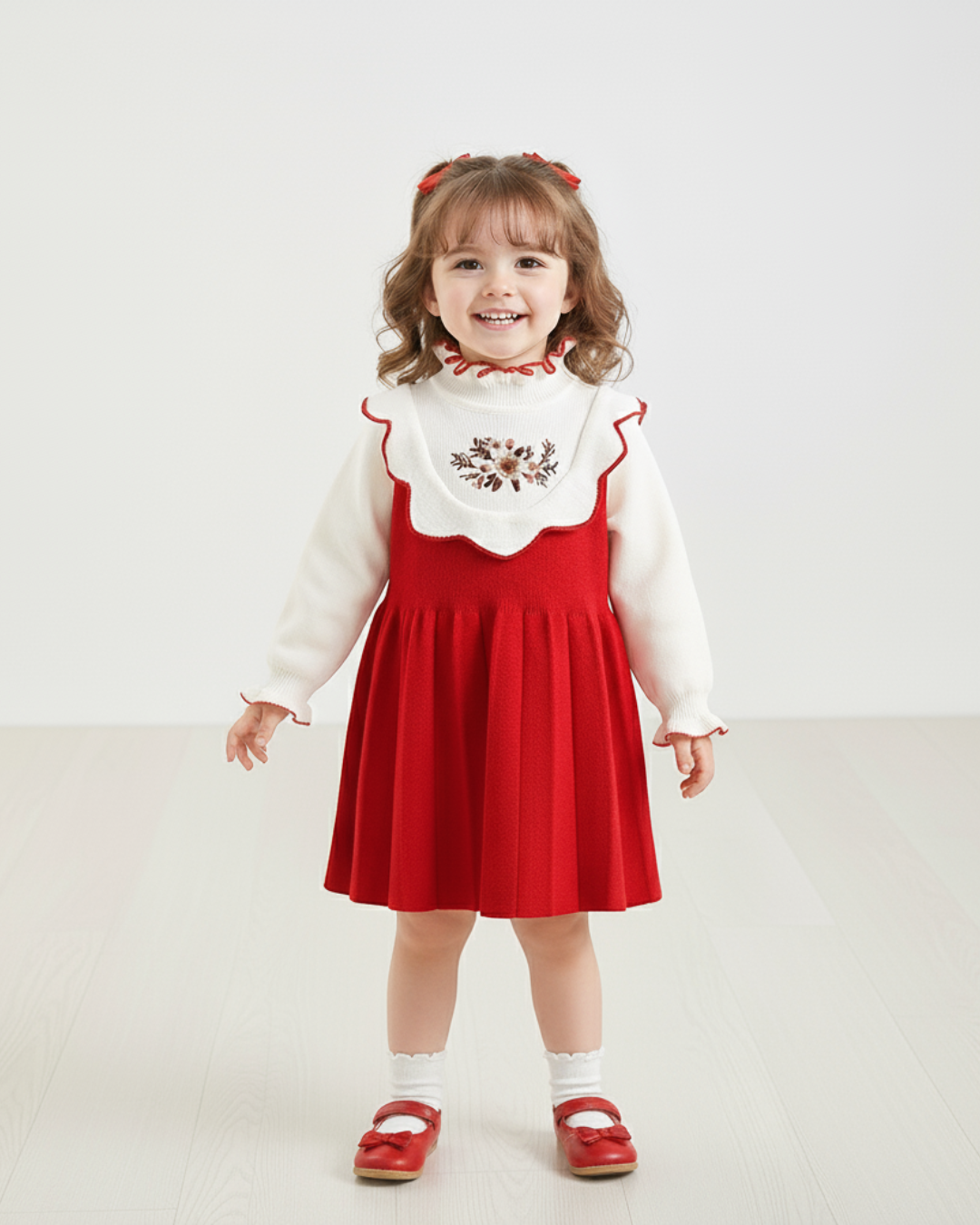 Rochie Fetite Rosie cu Broderie Freya - 6-7 ani - poza 1