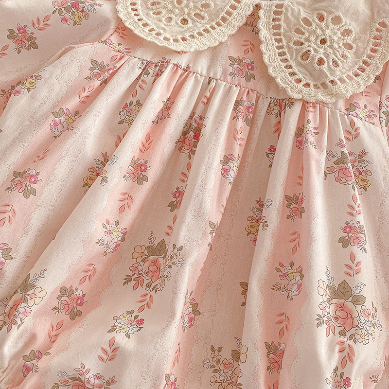 Rochie Roz Fetite cu Floricele Eliza - 2-3 ani - poza 2