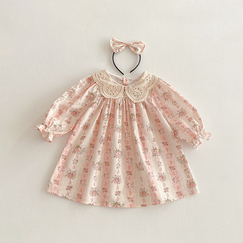 Rochie Roz Fetite cu Floricele Eliza - 2-3 ani - poza 4