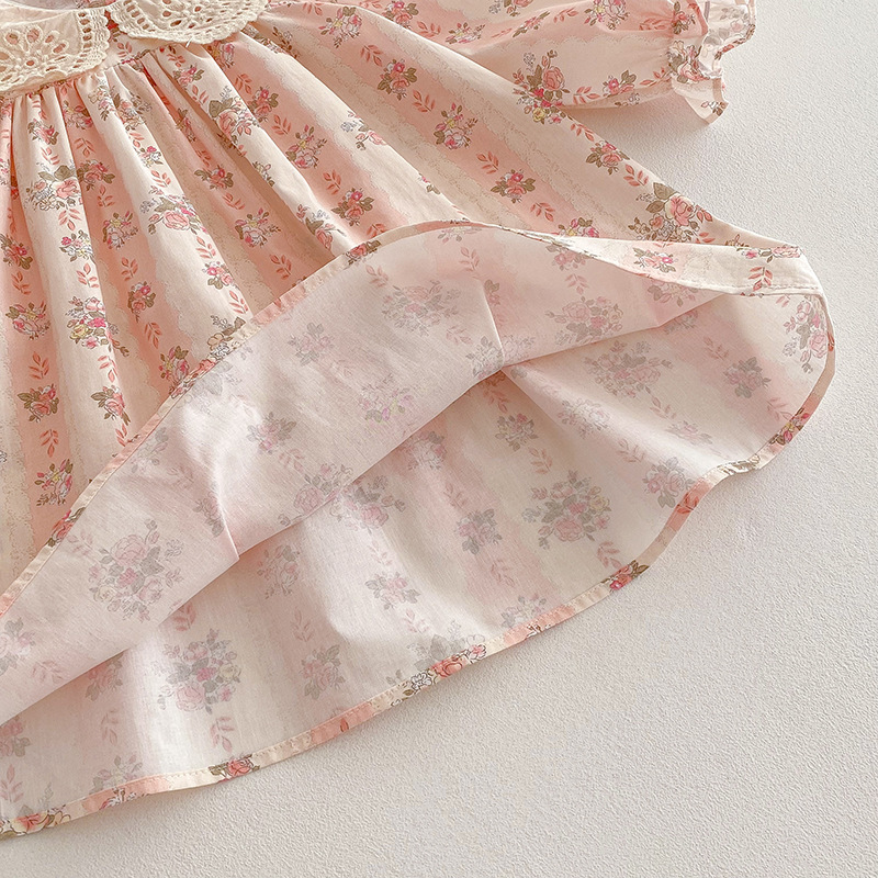 Rochie Roz Fetite cu Floricele Eliza - 5-6 ani - poza 3