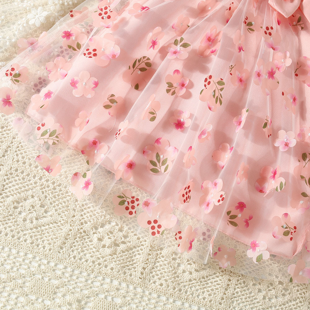 Rochie Roz Fetite cu Floricele Valeria - 9-12 luni - poza 4