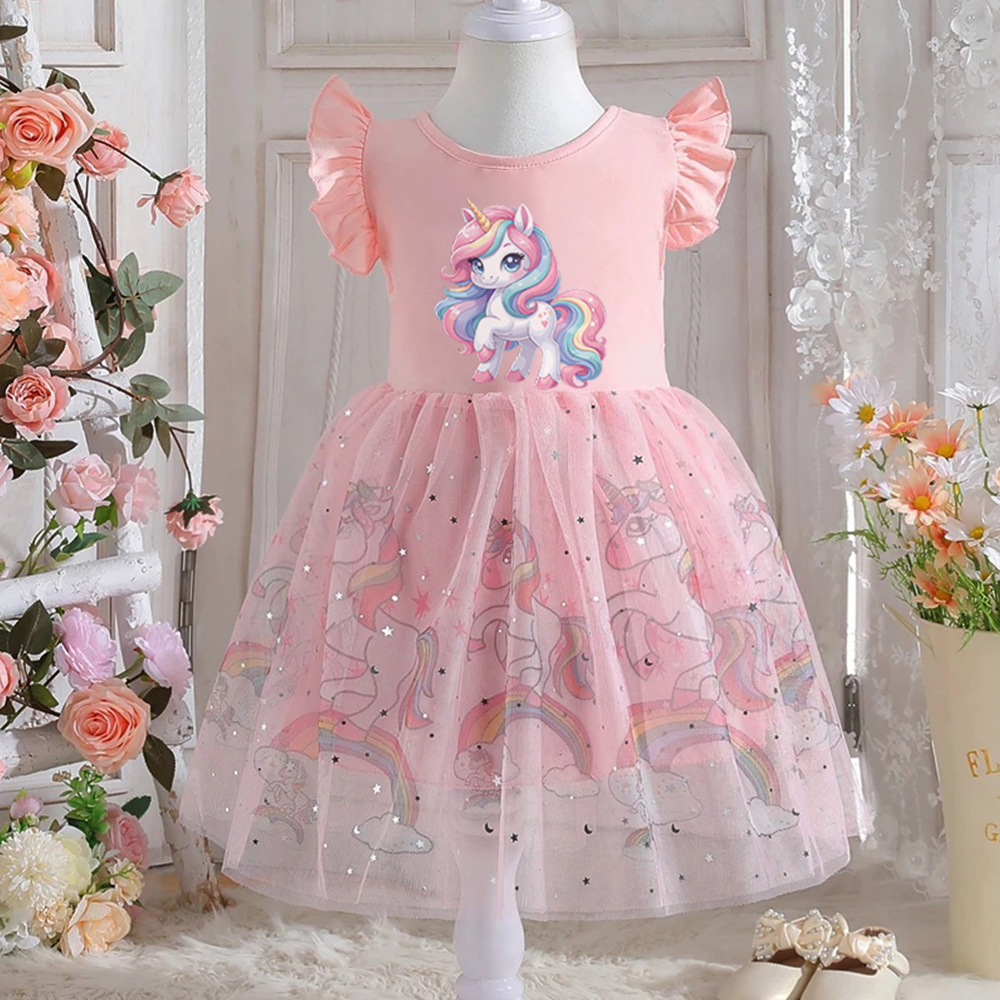 Rochie Roz Fetite cu Unicorni Beatrice - 2-3 ani - poza 1