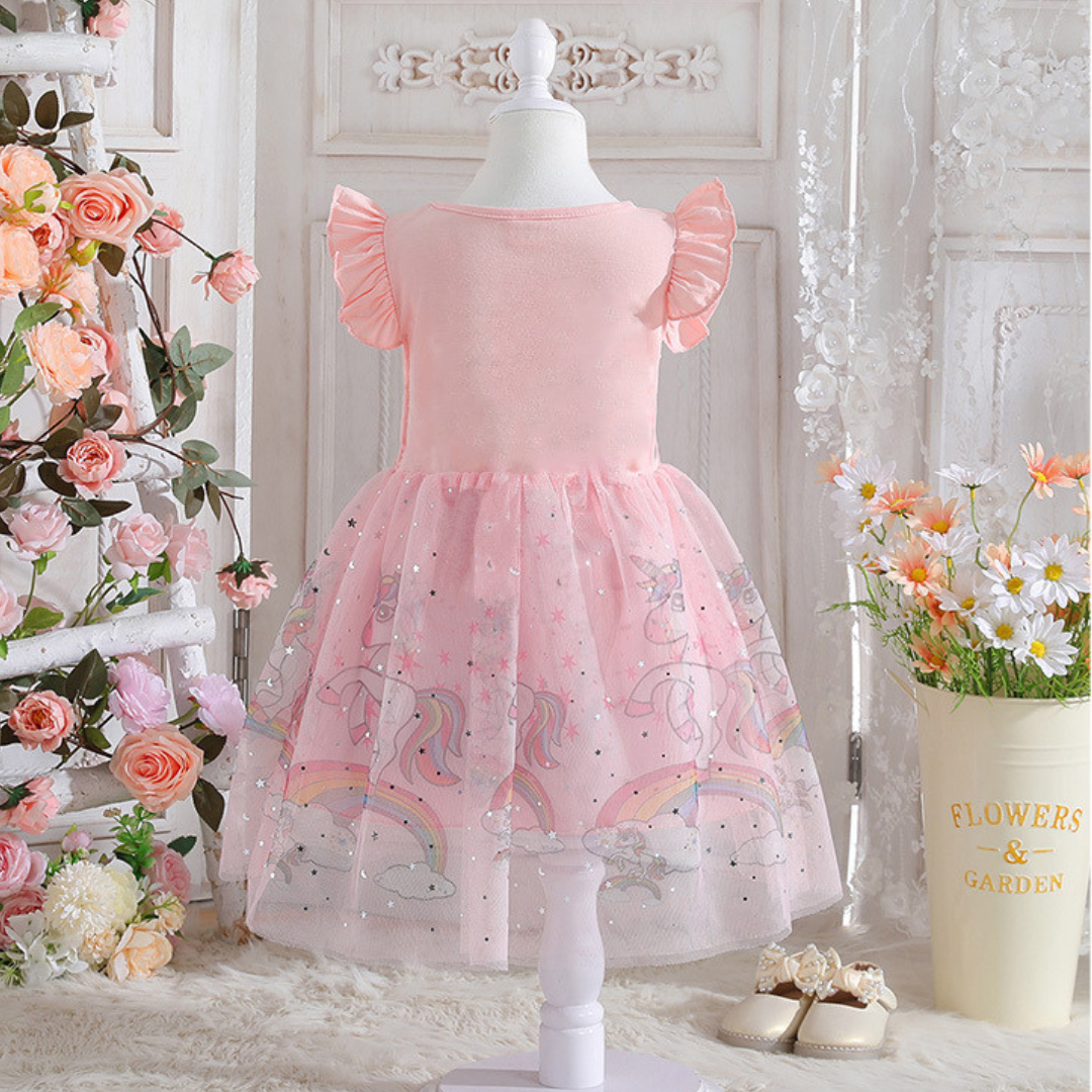 Rochie Roz Fetite cu Unicorni Beatrice - 5-6 ani - poza 2