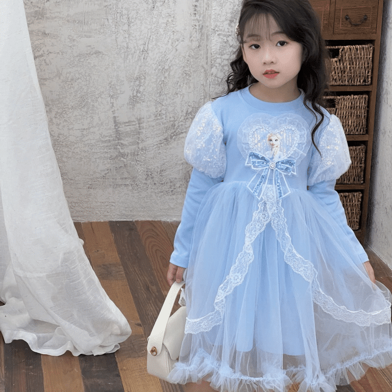 Rochita Albastra Fetite Elsa - 7-8 ani - poza 3