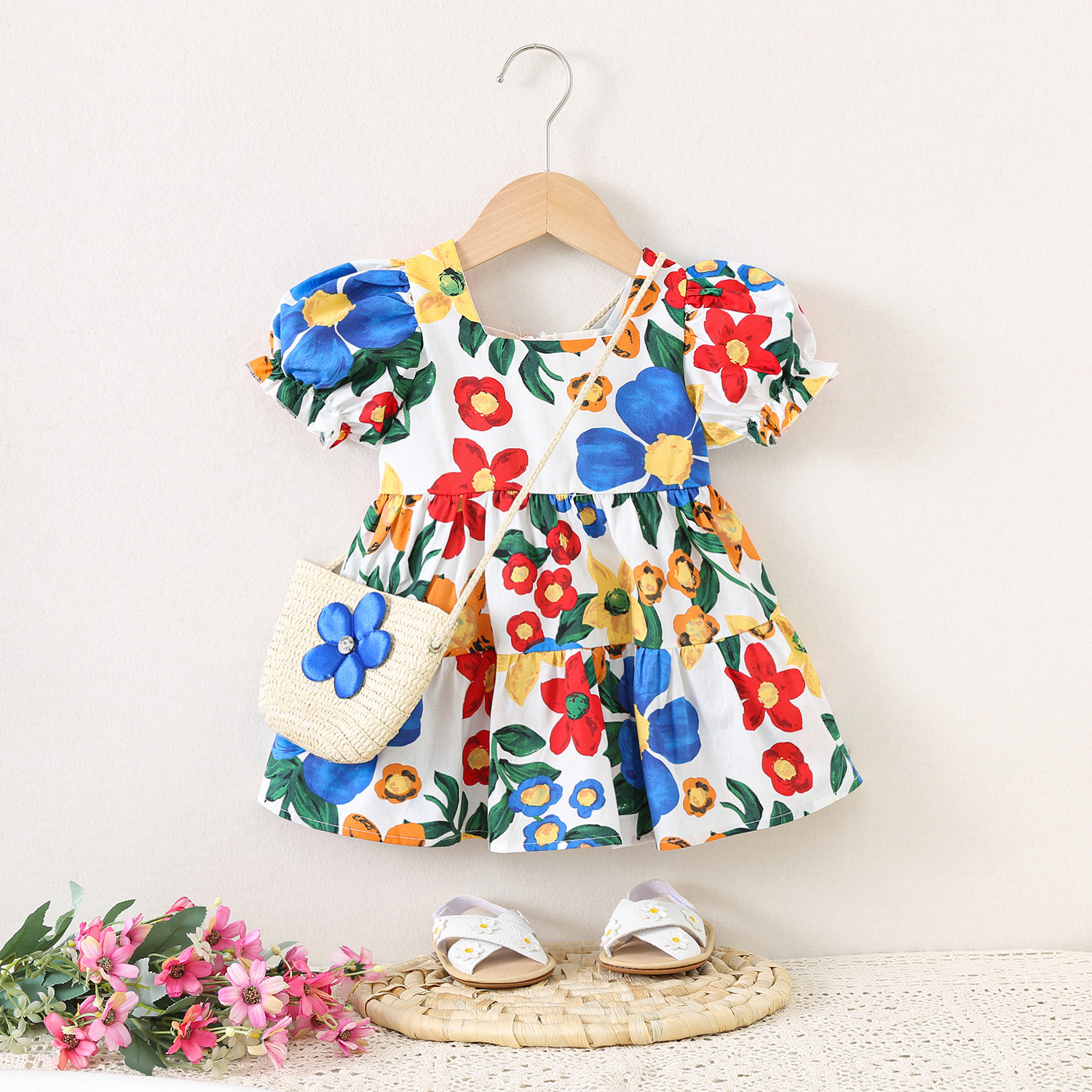 Rochiță cu Poșetă cu Floricele Marta - 12-18 luni - poza 1