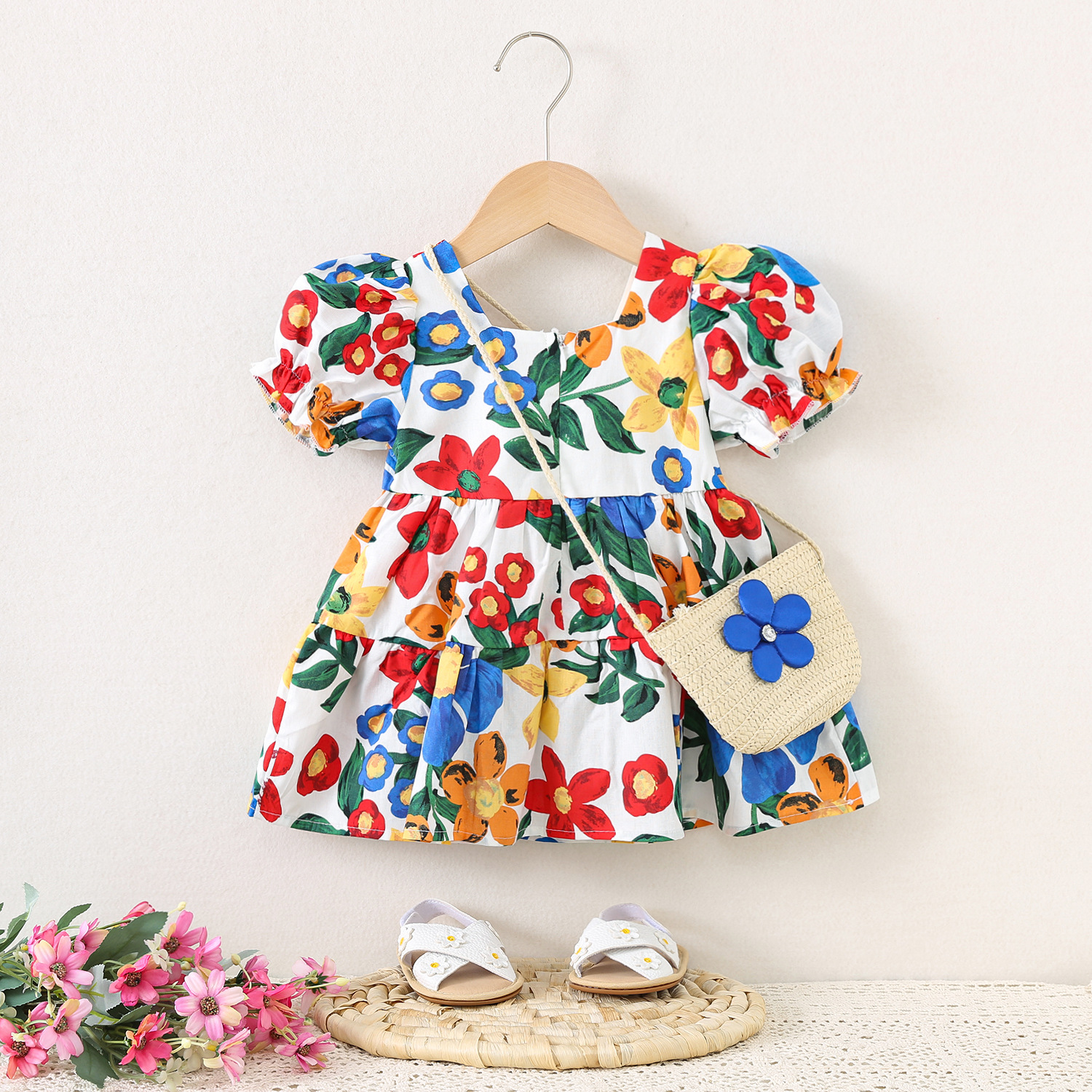 Rochiță cu Poșetă cu Floricele Marta - 2-3 ani - poza 2