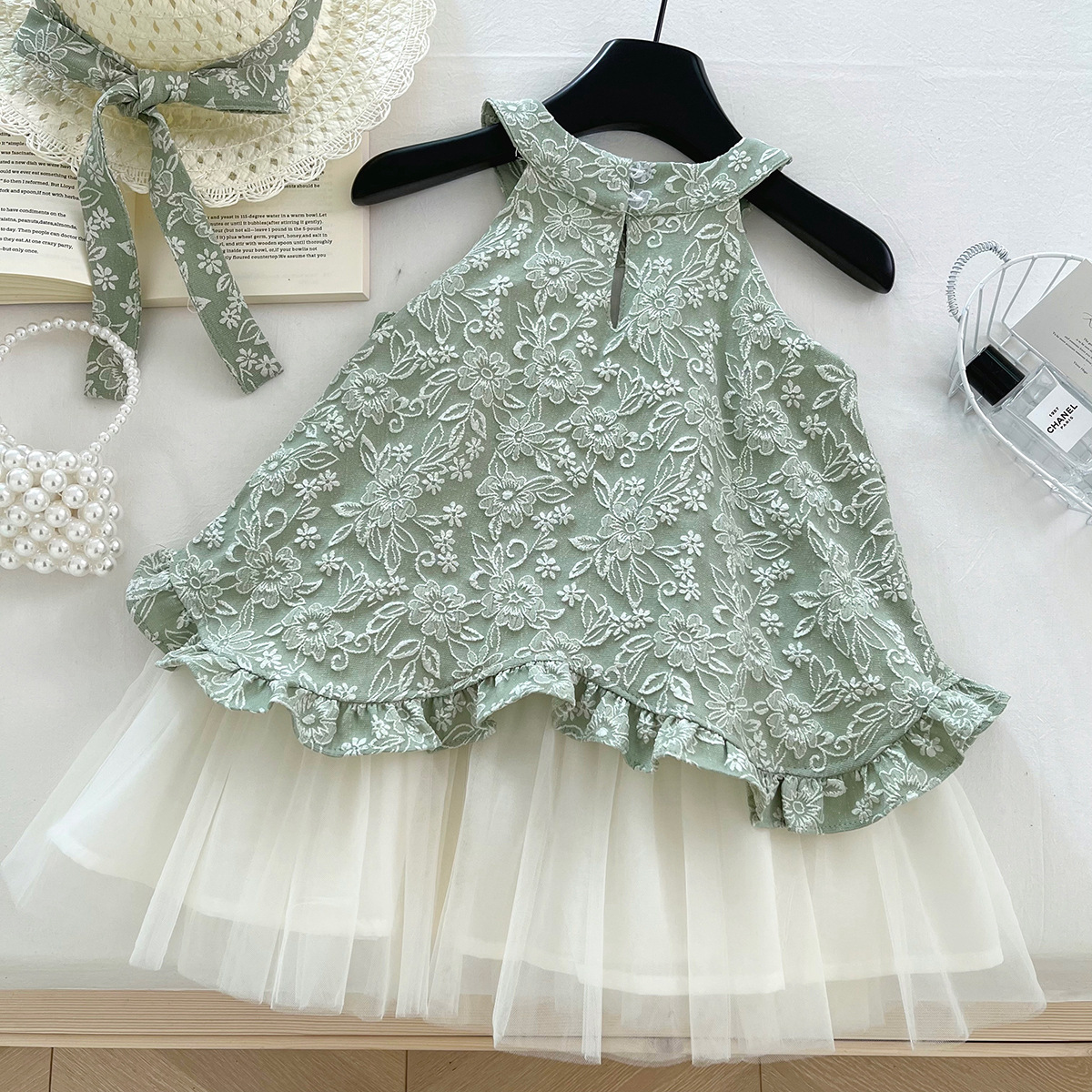 Rochita Fetite Verde cu Tulle Amalia - 3-4 ani - poza 2