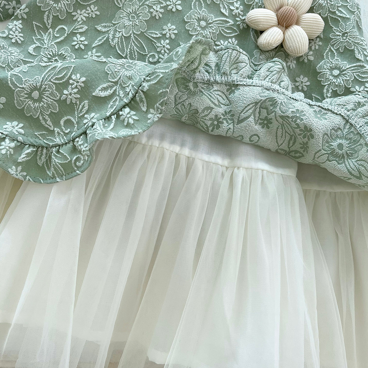 Rochita Fetite Verde cu Tulle Amalia - 5-6 ani - poza 3