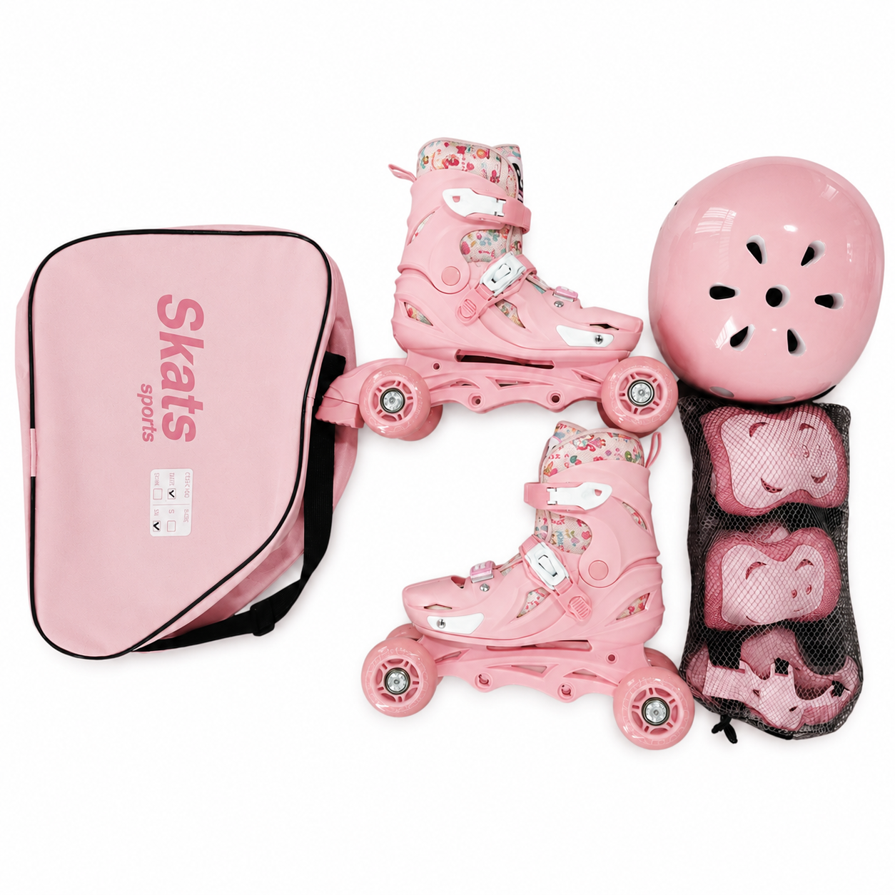 Role reglabile 2 in 1 cu protectii complete ( marime S ) - Model Panda Pink Candy