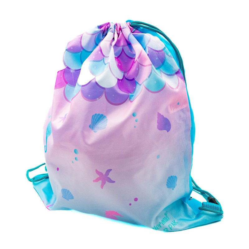 Rucsac cu snur pentru copii Starpak Mermaid, roz cu turcoaz, 38.5x33 cm