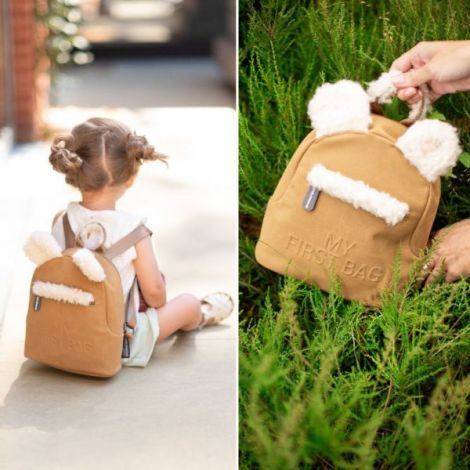 Rucsac pentru copii Childhome My First Bag, aspect piele intoarsa Bej - poza 3