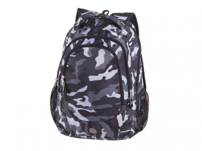 Rucsac pentru scoala cu 5 compartimente,model Blast Gray Army,46x32x25 cm