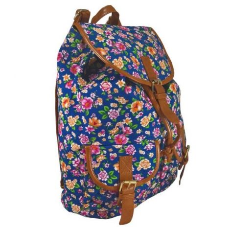 Rucsac urban Jolie Fleurs, fond albastru - LaRue - poza 2
