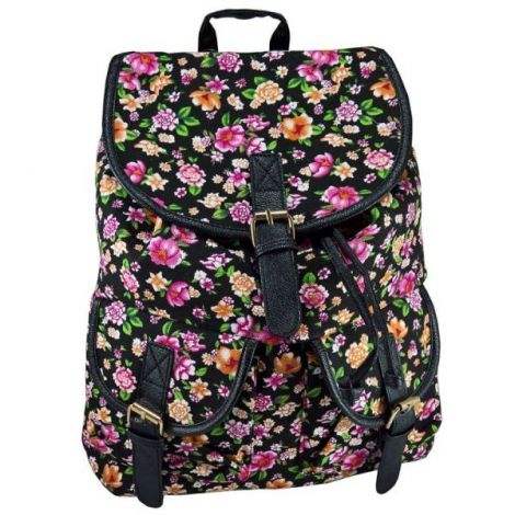 Rucsac urban Jolie Fleurs, fond negru - LaRue - poza 1