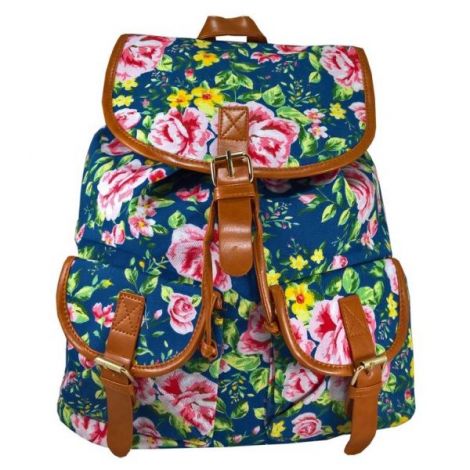 Rucsac urban Roses, fond albastru - LaRue - poza 1