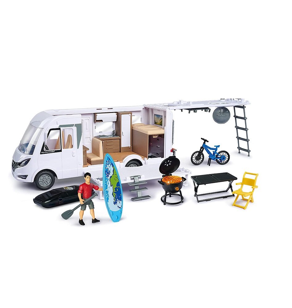 Rulota Dickie Camper Hymer Camping cu figurina si accesorii 30 cm - poza 1