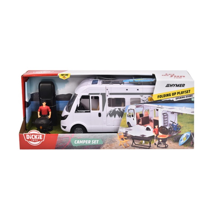 Rulota Dickie Camper Hymer Camping cu figurina si accesorii 30 cm - poza 2