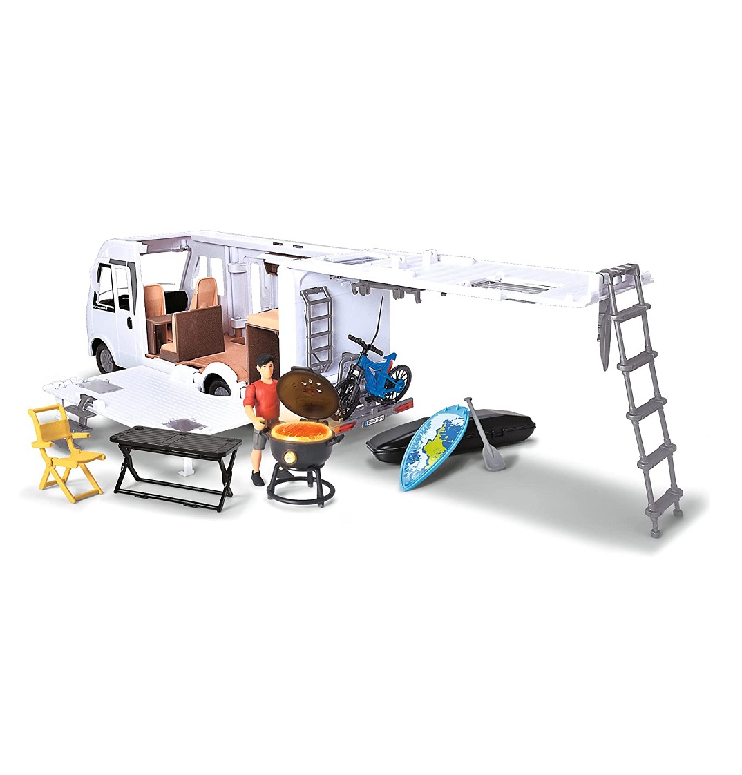 Rulota Dickie Camper Hymer Camping cu figurina si accesorii 30 cm - poza 3