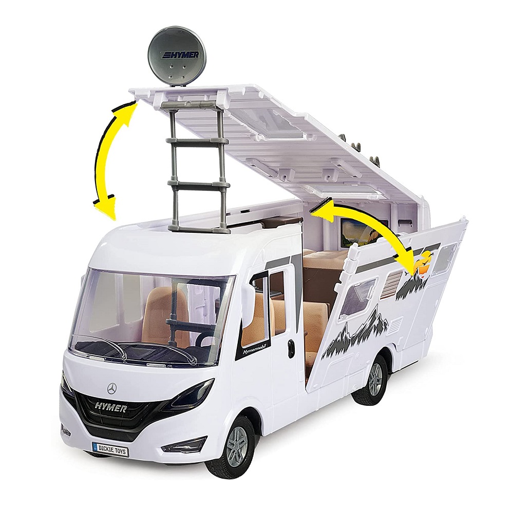 Rulota Dickie Camper Hymer Camping cu figurina si accesorii 30 cm - poza 4