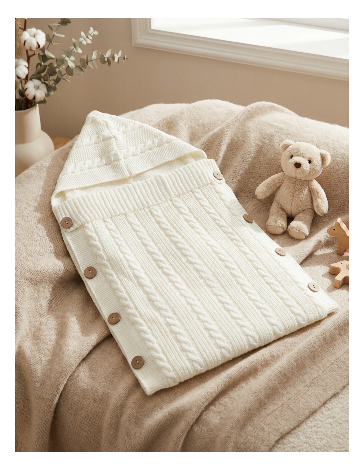 Sac de dormit, croset-cocolino, bebe, alb
