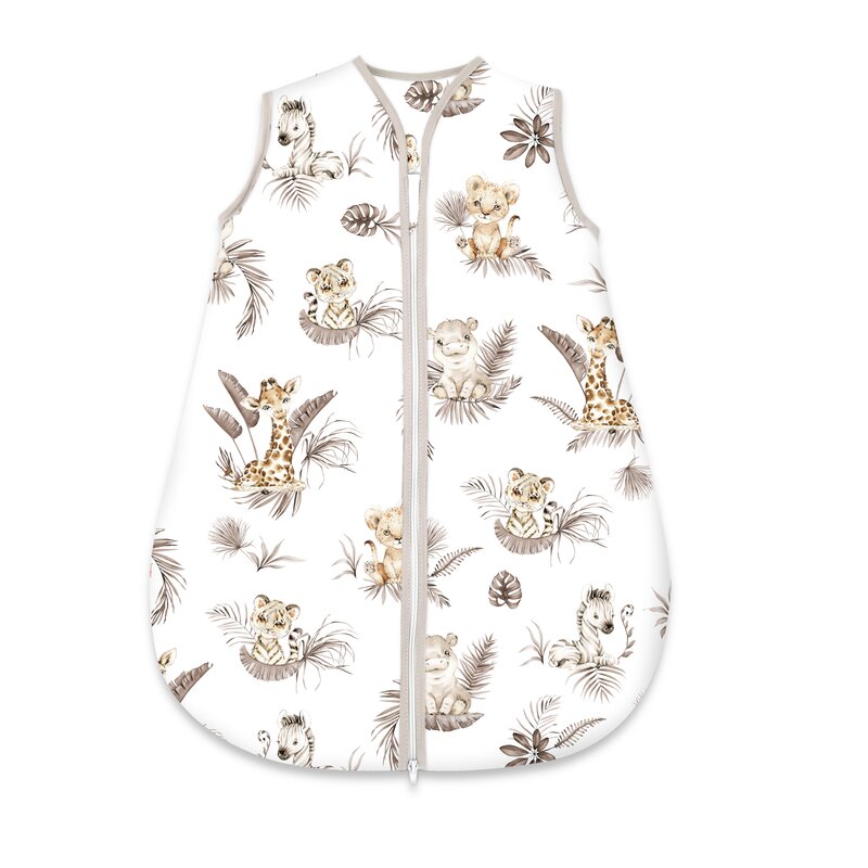 Sac de dormit, MimiNu, Pentru bebelusi, De iarna, Din bumbac certificat Oeko Tex Standard 100, Cu fermoar, 70 cm, 2.5 Tog, Savanna