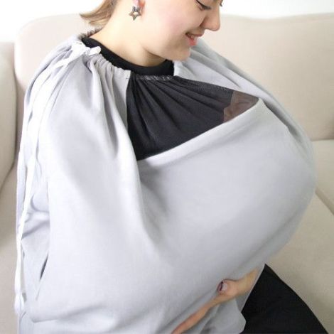 Sal pentru alaptare cu fereastra din tul BabyJem (Culoare: Gri) - poza 2