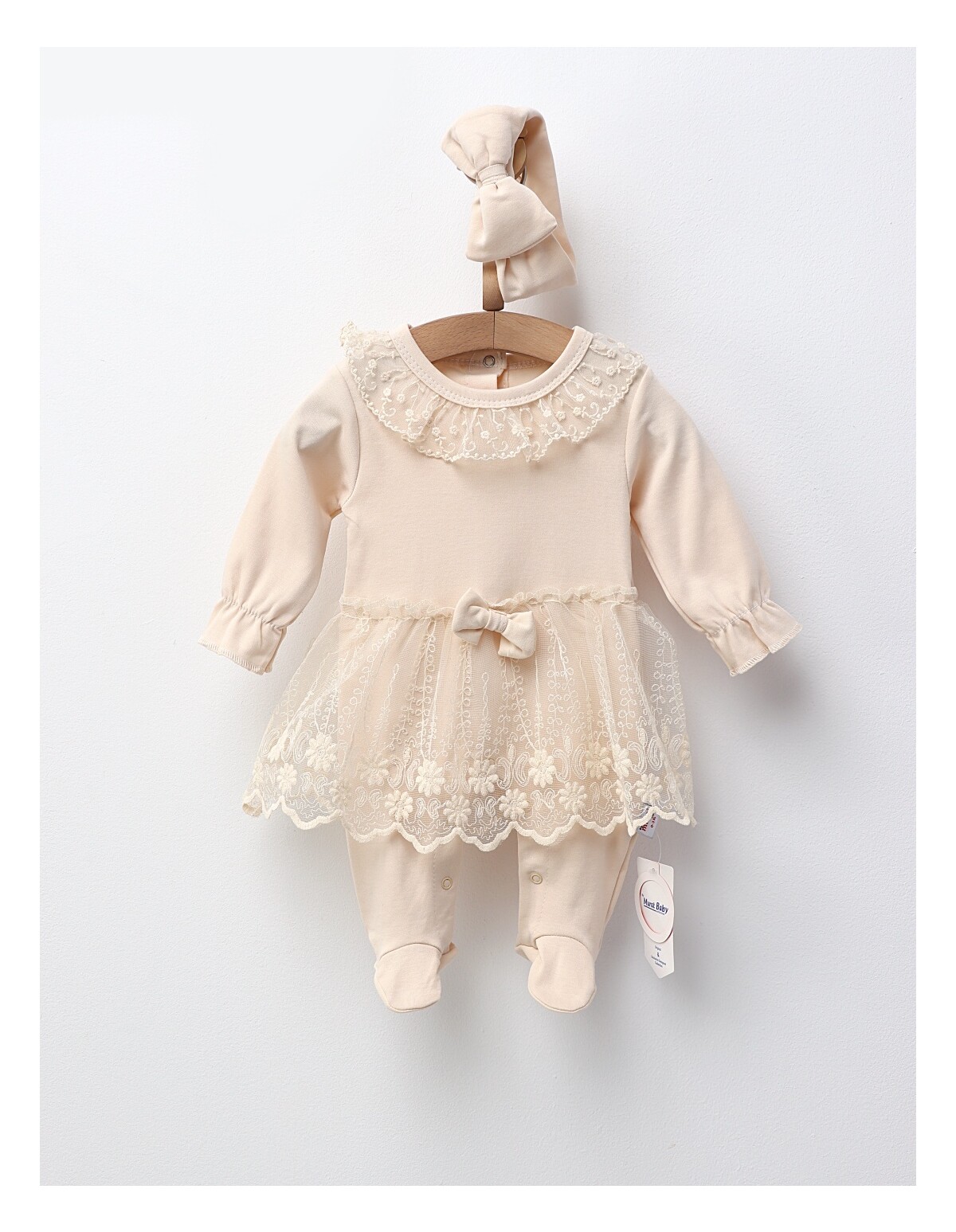 Salopeta cu bentita si tulle Crina, model crem