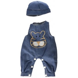 Salopeta jeans cu palarie pentru papusi 40-42 cm - Miniland - poza 1