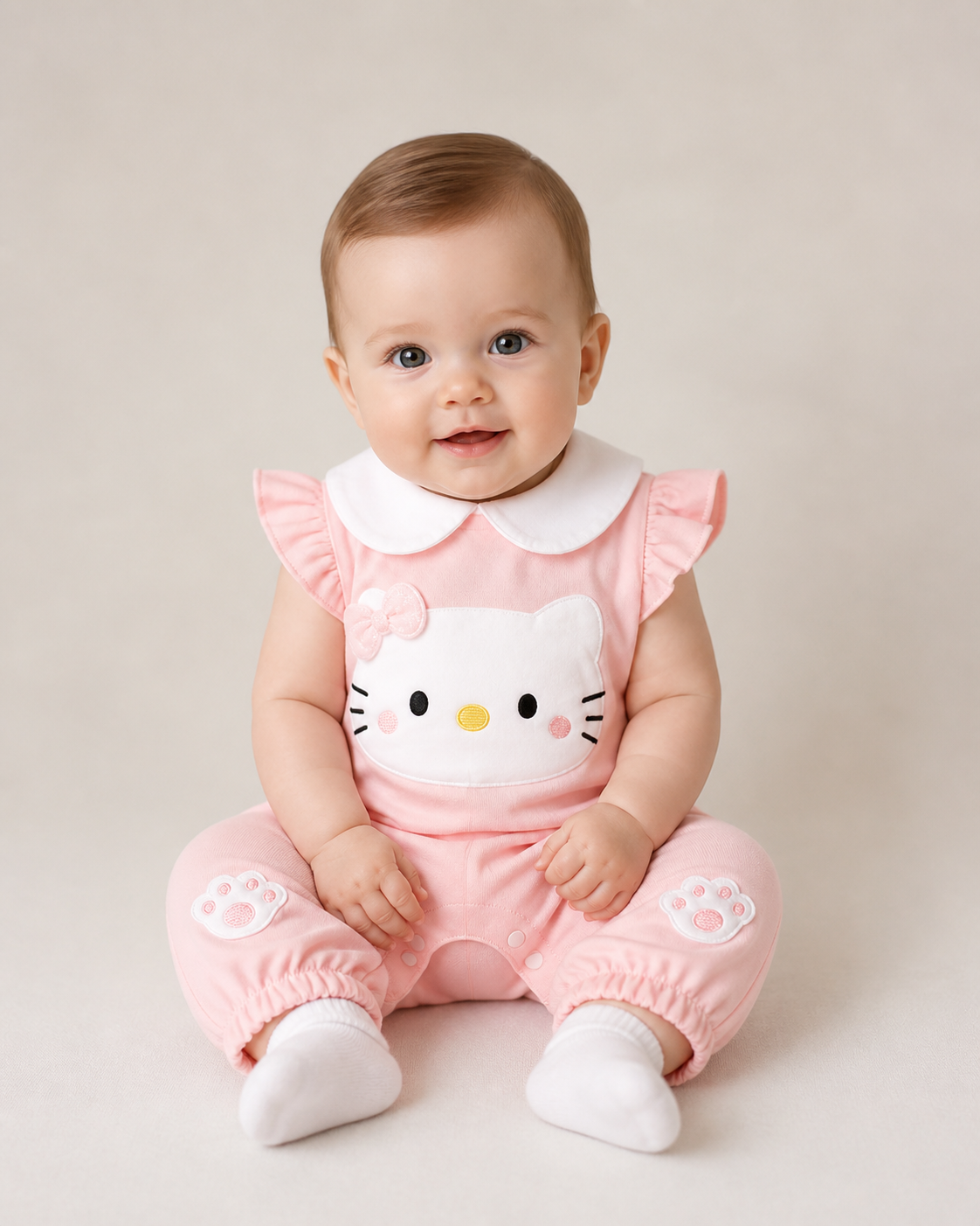 Salopetă Roz Fetițe Cute Kitty Natalia - 0-3 luni - poza 1